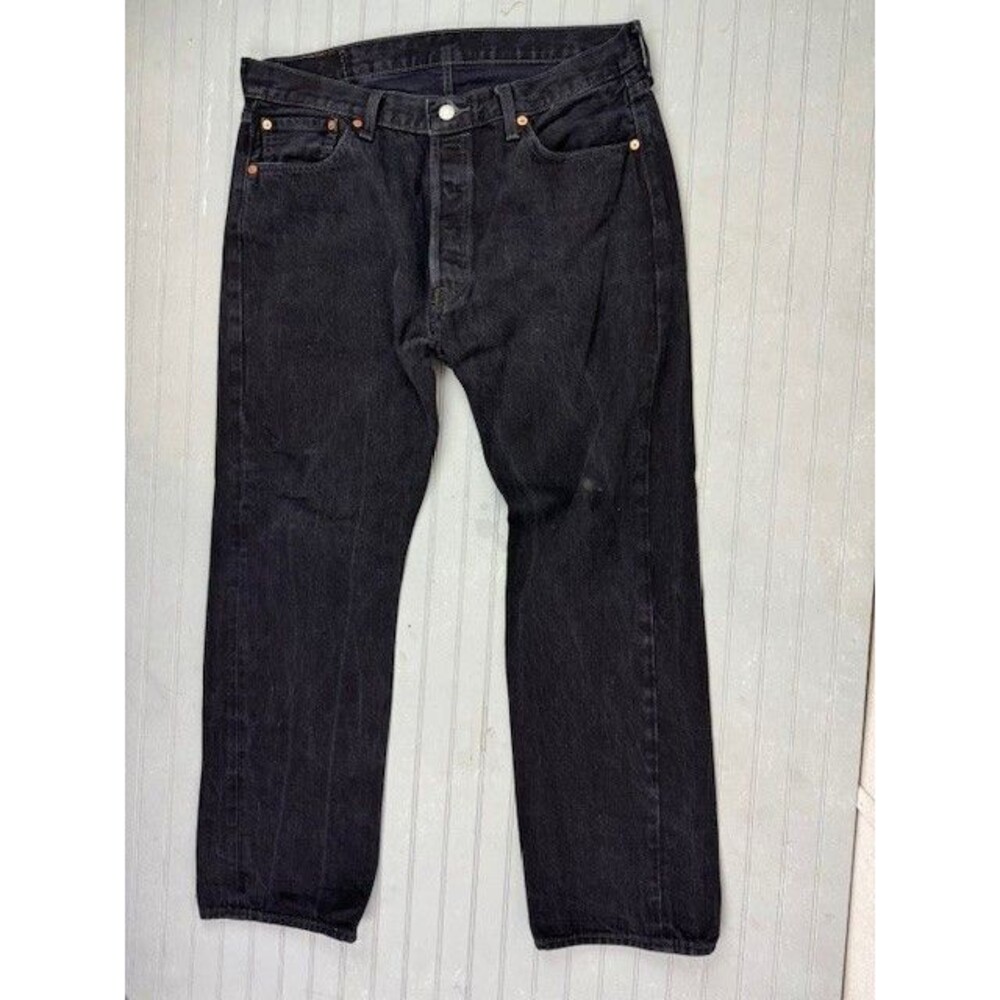 Levis 501 Size 36x30 Mens Jeans Button Fly Black Straight (Actual Inseam 28.5)